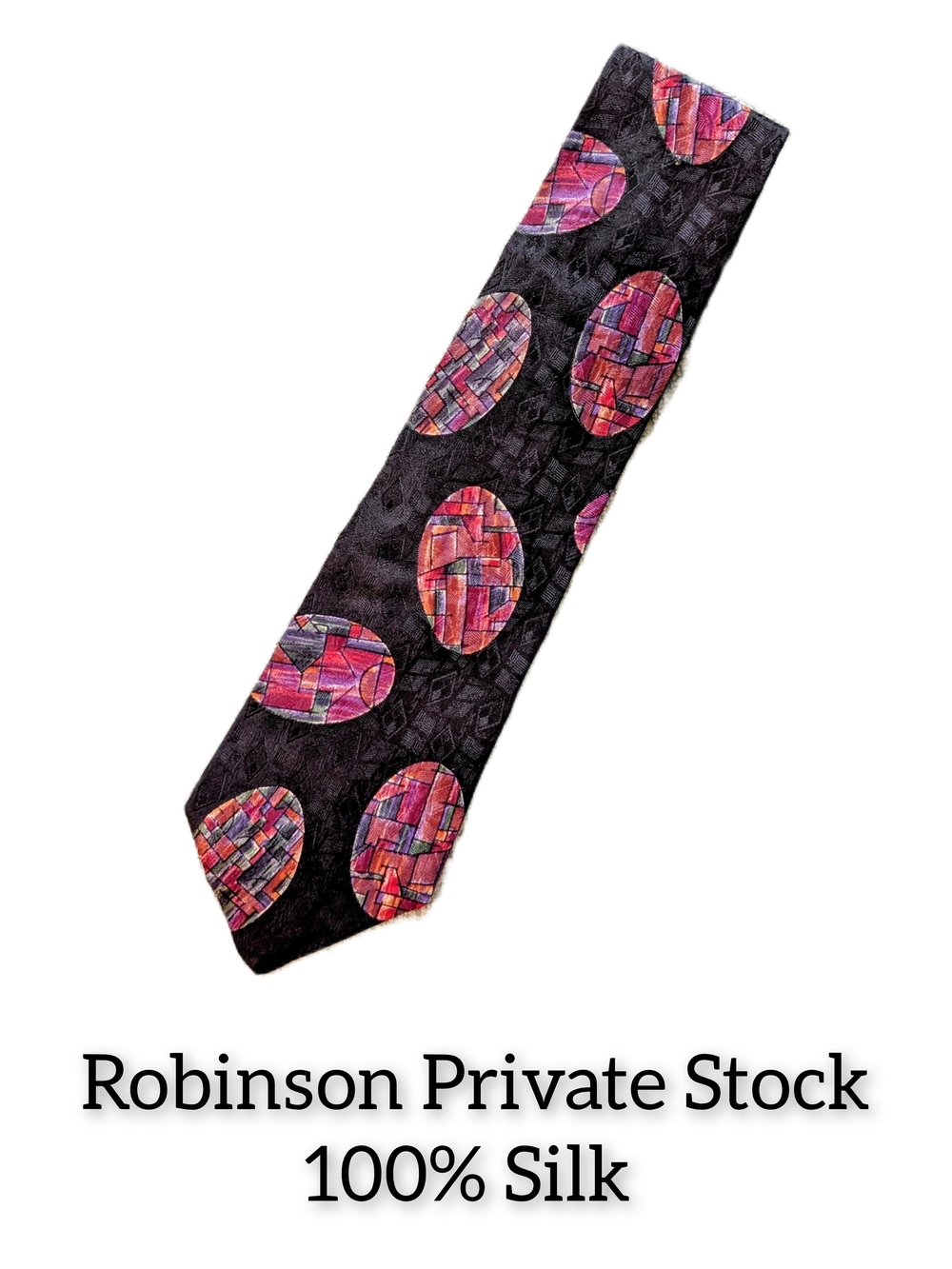 Black Silk Tie with Pink Pattern